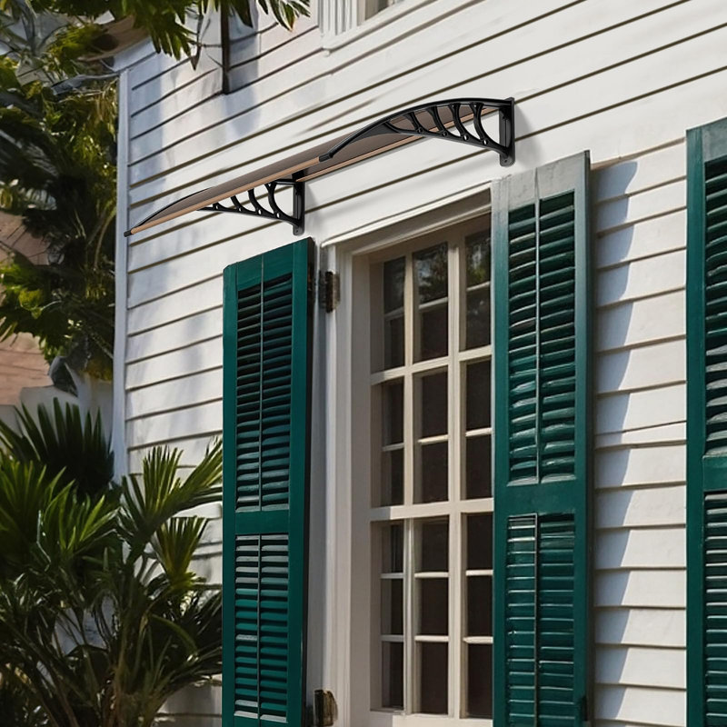 Window Awning Door Canopy Exterior, 10.2" H x 39.3" W x 37.4" D, Brown
