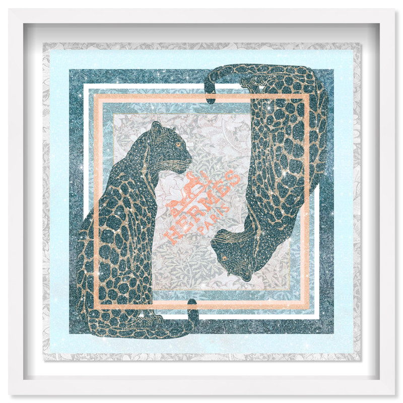 Dual Paris Cheetah Print Glam Jungle by Oliver Gal, Black Frame, 12 x 12, 21.5" H x 21.5" W, Cream