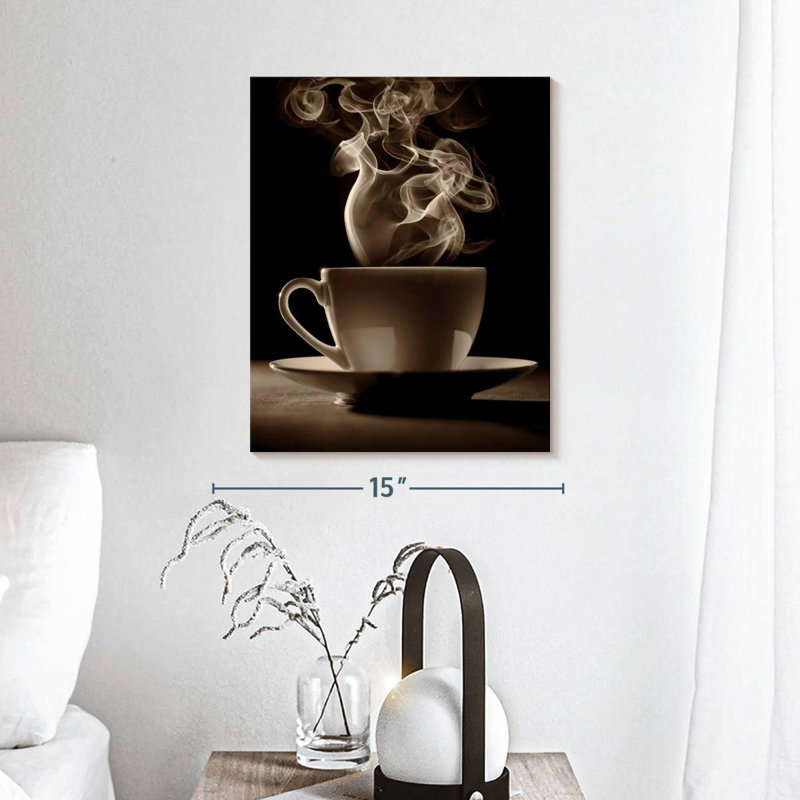 «Steaming Brewed Coffee», reproduction sur toile, H 15 po x l 12 po x P 1,25 po