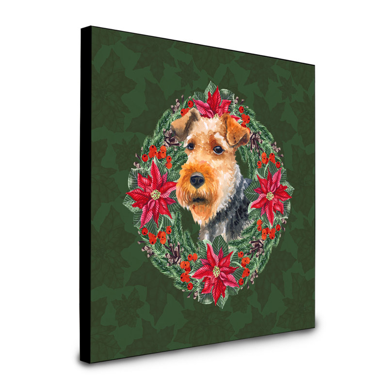 Panneau mural d’art à couronne poinsetta Fabrienne, Terrier gallois