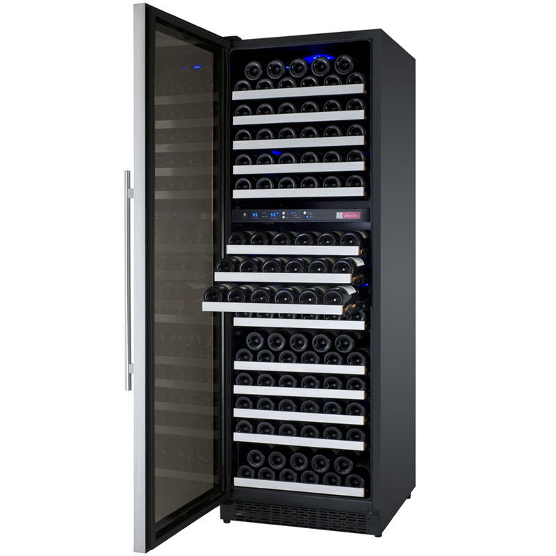 Allavino Dual Zone 23.5'' 172 Bottle Wine Refrigerator, Stainless Steel/Black, Left