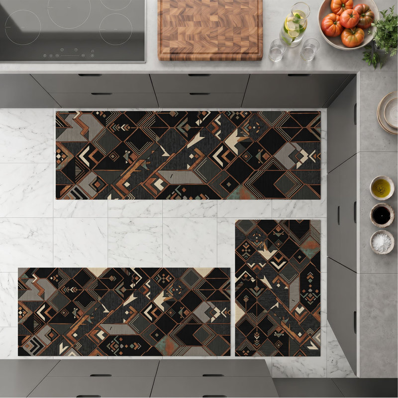Tapis de cuisine géométriques antidérapants lavables