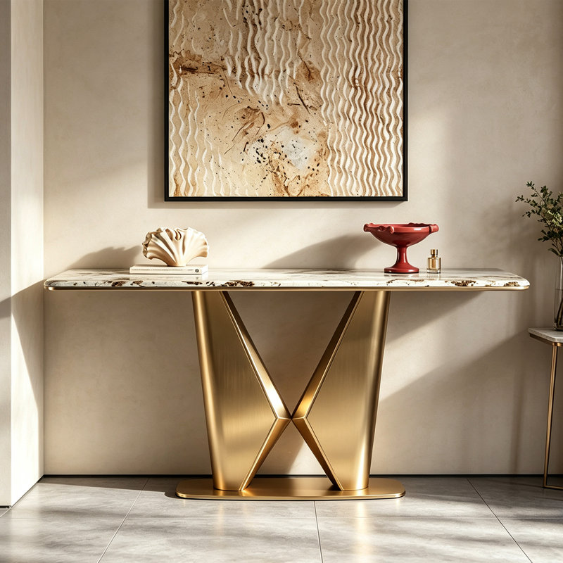 Console Italian Minimalist, 33.5" H x 63" W x 13.8" D
