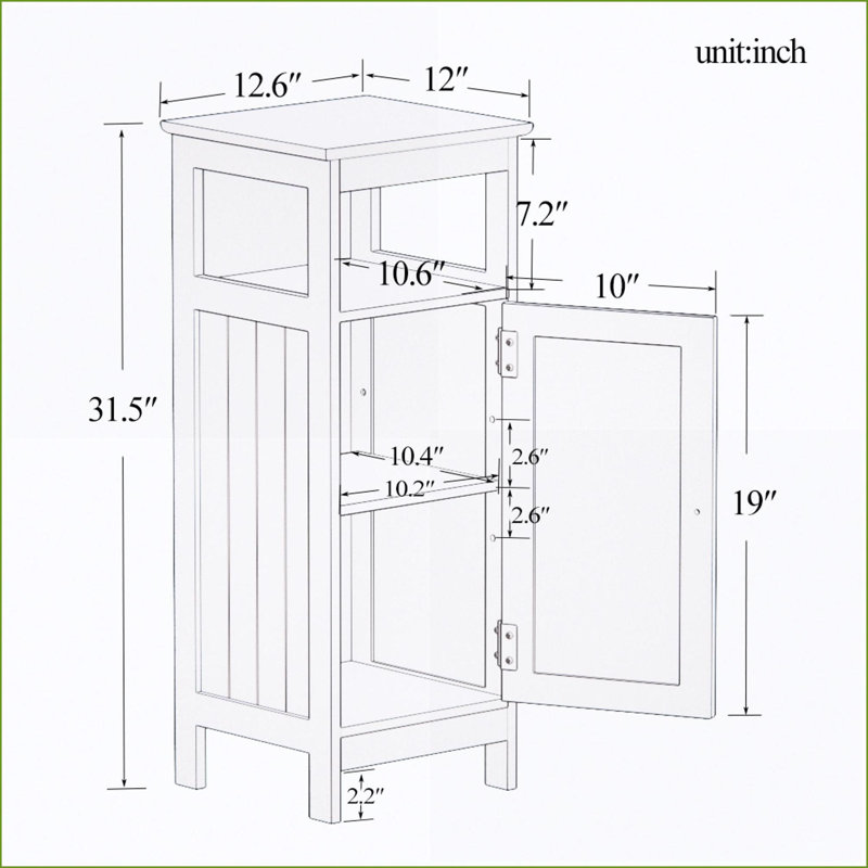 Cabinets, Modern Single Door Storage Cabinet with Adjustable Shelf, 12.6”L x 11.8”W x 33.5”H | Off-White | MDF