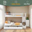 Lit superposé simple au-dessus de double / double, lit inférieur convertible, tablettes de rangement et tiroirs-663330889