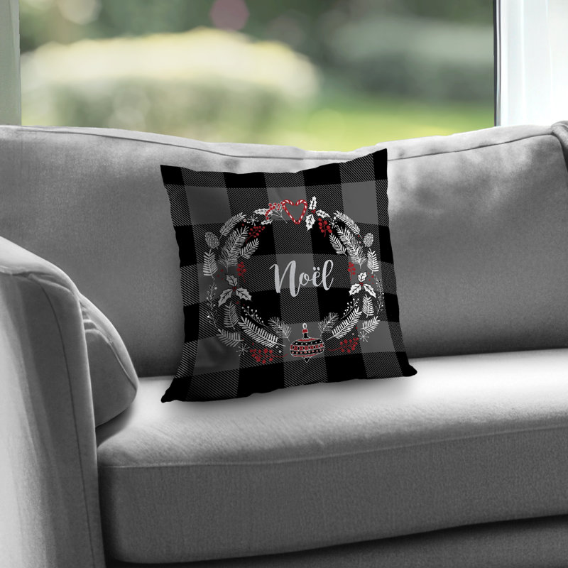 Christmas Wreath Gray Livingroom Throw Pillow Insert for – Poly Twill Throw Pillow with Insert, Double-Sided Print, Polyester