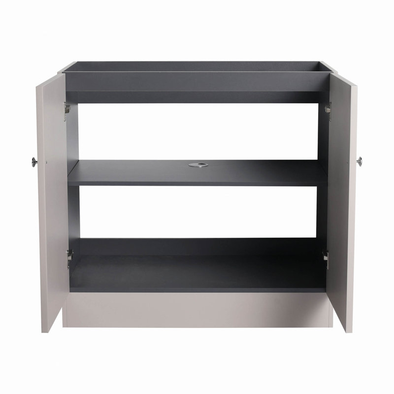 Meuble-lavabo autoportant 36 po et 2 portes d'armoire à fermeture en douceur (emballage KD) - sans le lavabo