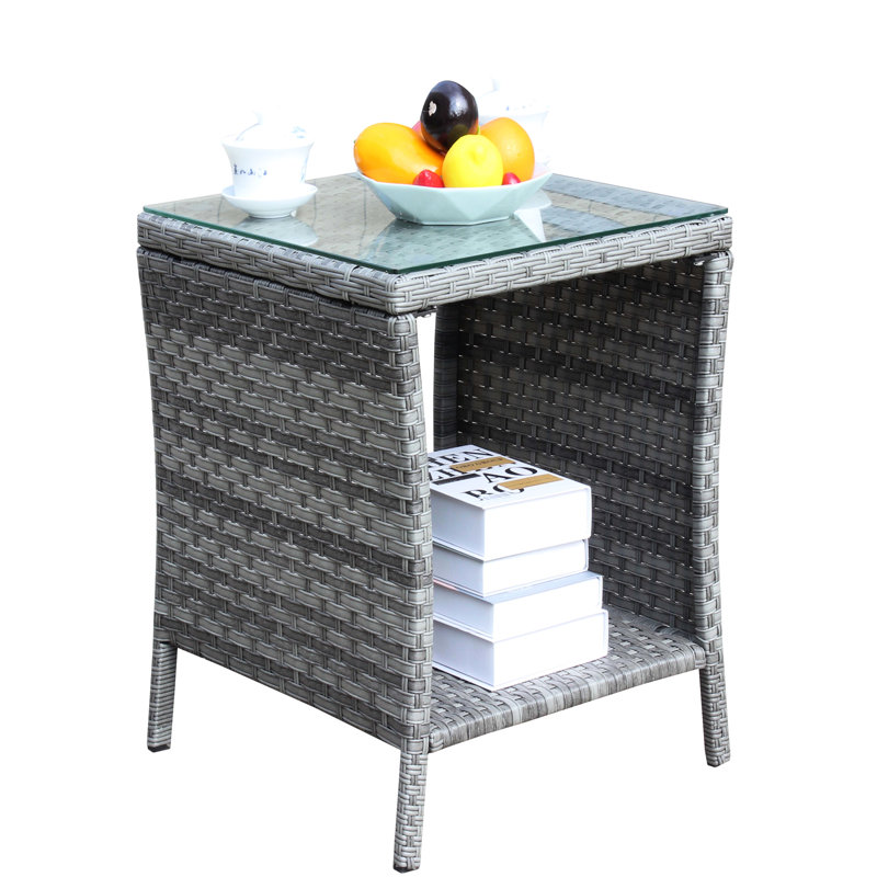 Grey Coffee Table For Patio With Tempered Glass, 19.38X19.38X21in, Protected, Assembly Needed Outdoor Furniture Clear & Water ,