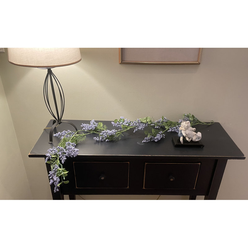 47" Purple Bud & Green Leaves Garland