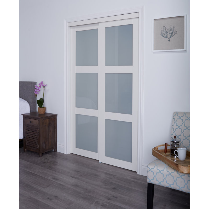 Portes coulissantes en verre pour placard, 60 po x 78,6 po, Blanc cassé