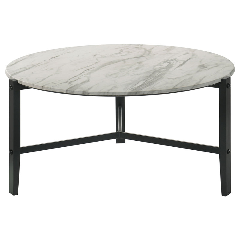 Table basse ronde en faux marbre