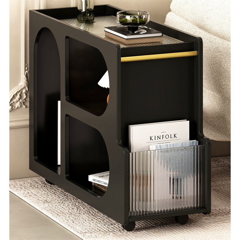End Table With Wheels, Black