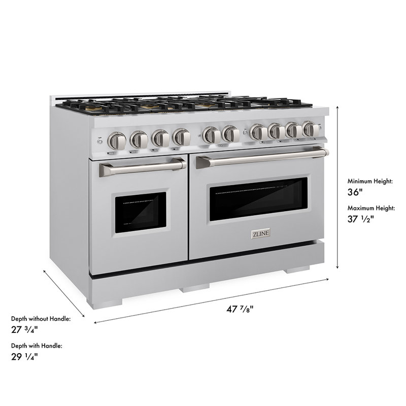 ZLINE 48 in. Classic Gas Range with 8 Burner DuoPro Cooktop and Dual Ovens with White Matte Doors, Stainless Steel