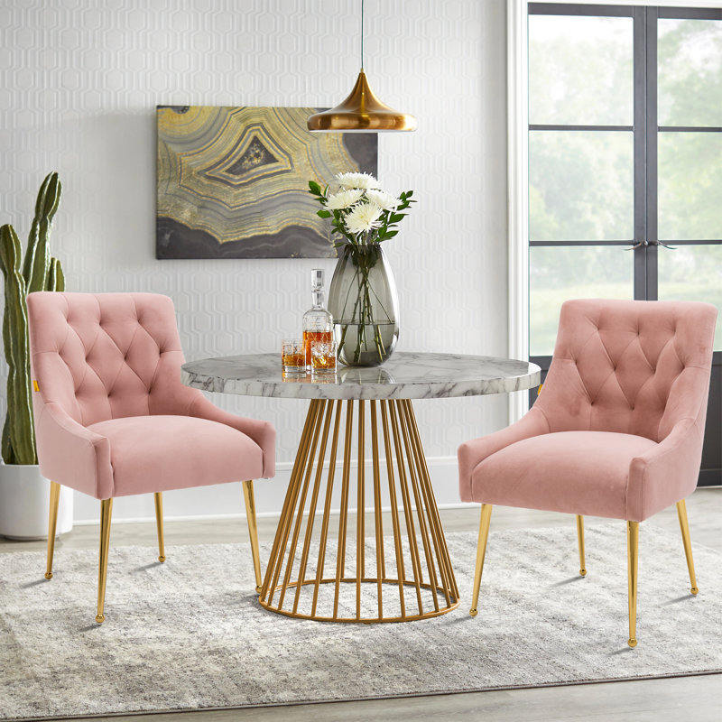 Arbri Velvet Side Chair, Pink Velvet