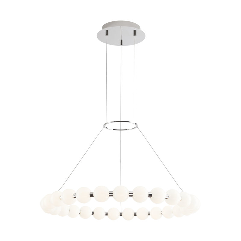 Orbet 1 - Light LED Chandelier, Polished Nickel, 2.8" H x 30" W x 30" D