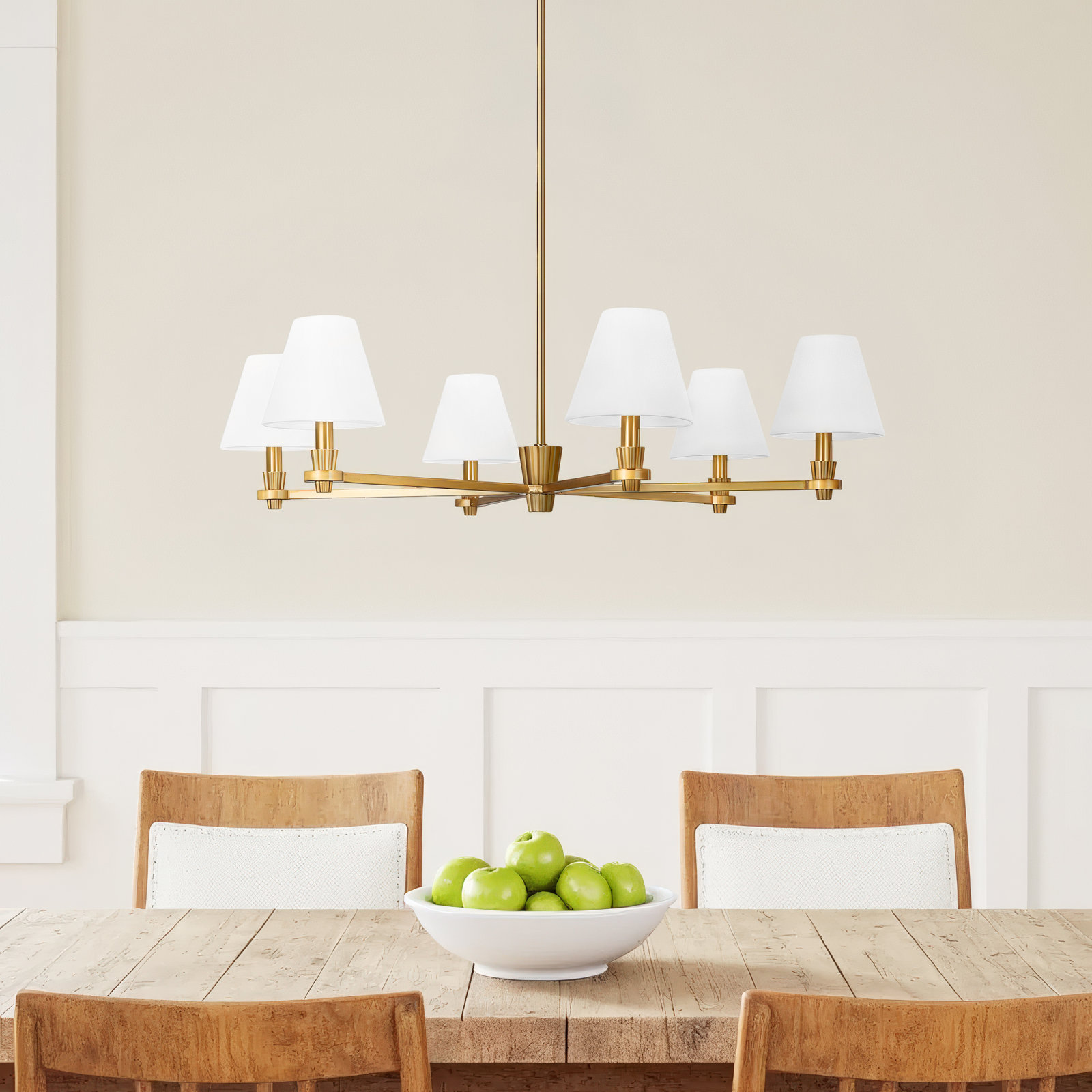 Selene 6 - Light Dimmable Chandelier, Burnished Brass