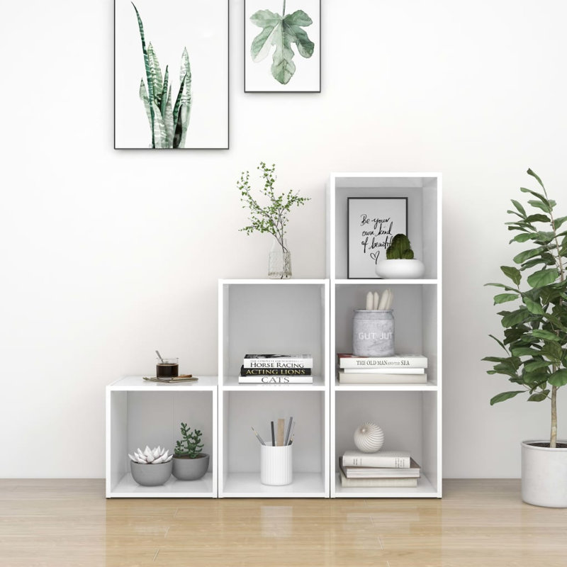 Gilan 107cm H x 107cm W Cube Bookcase, White