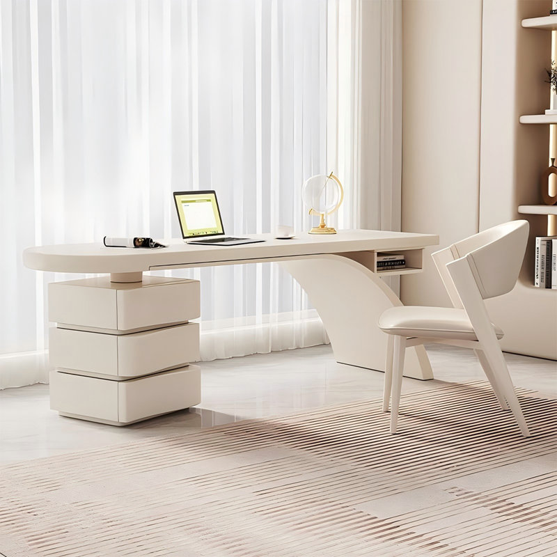 Bureau de style crème moderne 62,99 ", H 29,53 po x l 62,99 po x P 27,56 po