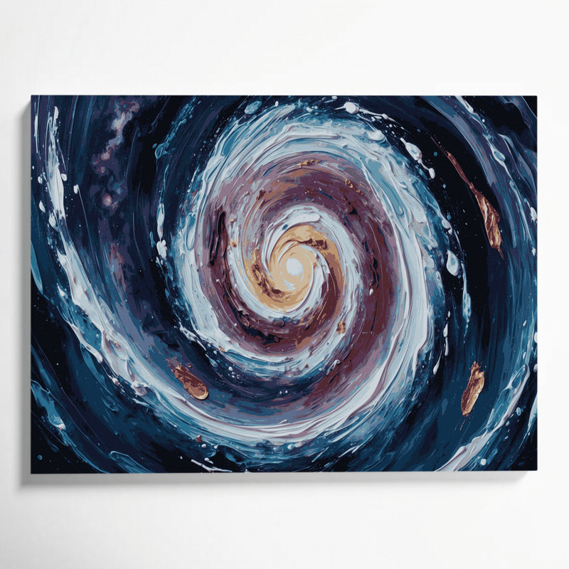Sci Fi galaxie spirale nébuleuse, photographie sur toile grise, H 20 po x l 30 po