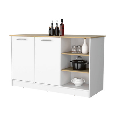 Black and Onyx Double Door Cabinets Kitchen Island by Latitude Run