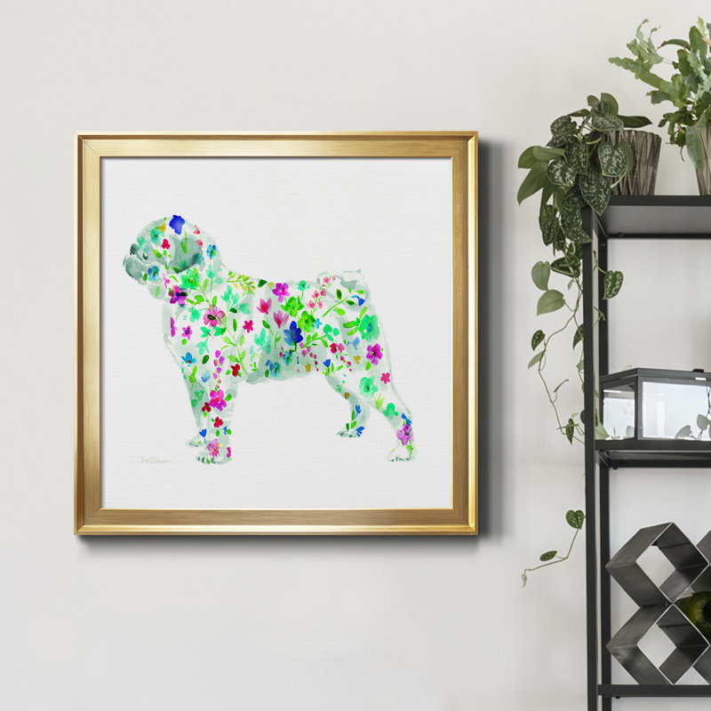 Tapisserie carlin - peinture sur toile encadrée, H 30,5 po x l 30,5 po x P 1,5 po, Encadrement doré