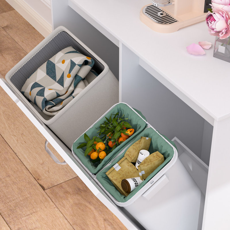 TC Double Tilt Out Trash Cabinet Recycling Trash Can Cabinet With Negative Ion and Deodorizing Function