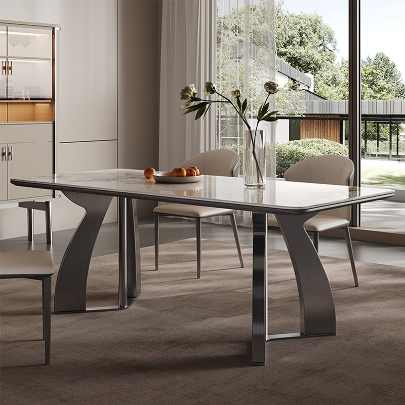 European modern simple rectangular dining table, 29.5"H x 78.7"L x 35.4"W