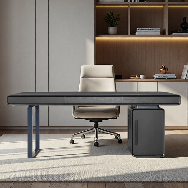 Bureau haut de gamme pour le bureau personnel et le rangement du travail, Noir, H 29,53 po x l 78,74 po x P 31,5 po