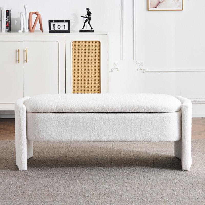 White Bench With Efficient Storage Solution For Bedroom Comfortable -