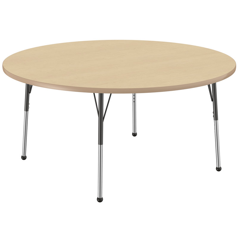 Table ronde à hauteur réglable, H 24 po x L 60 po x l 60 po, Érable / érable, Standard Ball Glide
