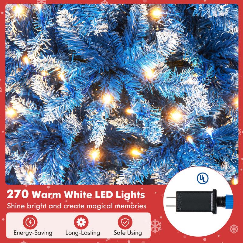 6 FT Artificial Christmas Tree, with 270 Warm White LED Lights 8 Lighting Modes, 6' H