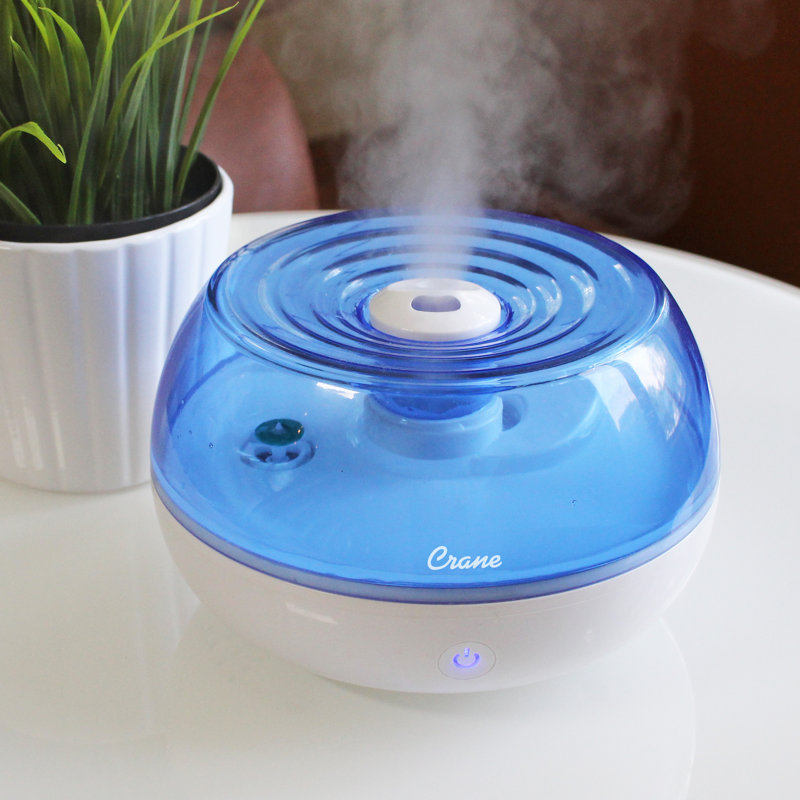 Compact Blue and White Ultrasonic Cool Mist Humidifier