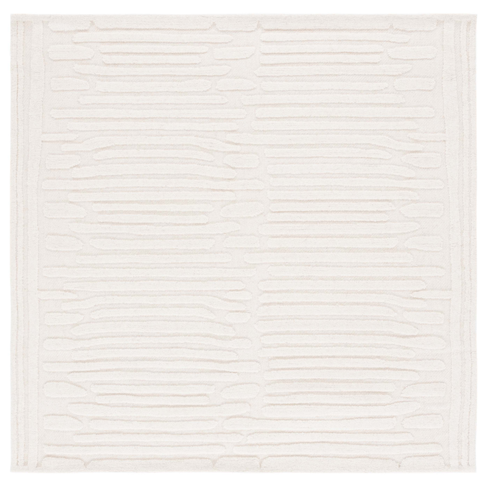 Elona Ivory Hand-Tufted Abstract Wool Rug, Square 6'