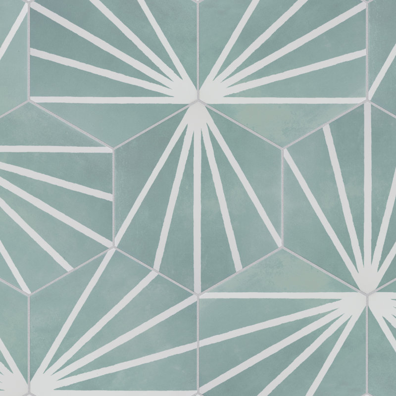 Horizon 7-3/4" x 9" Porcelain Patterned Wall & Floor Tile, Green