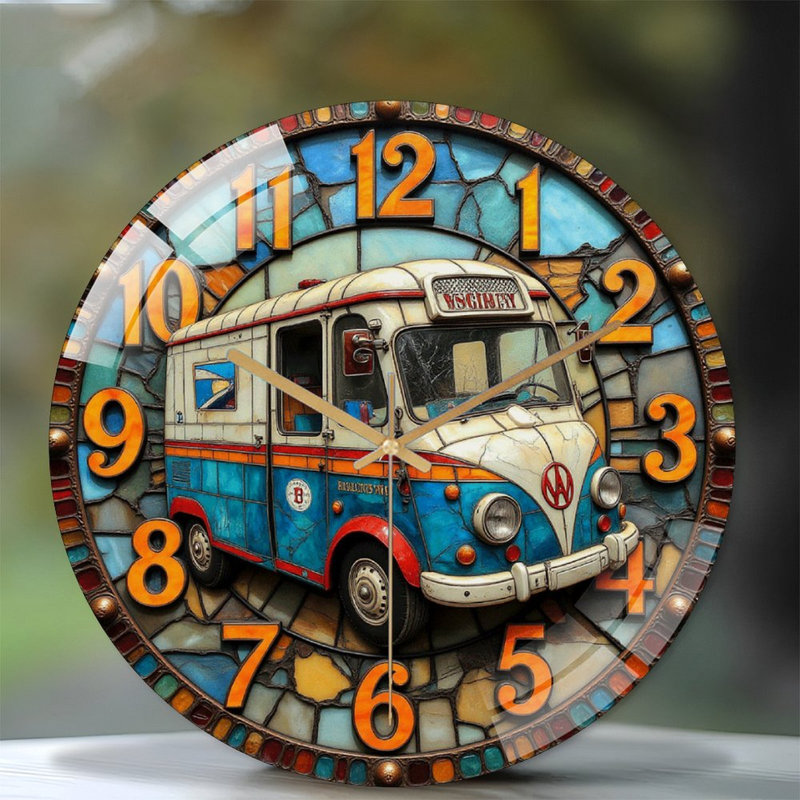 Horloge murale décorative de style rétro Vintage Van