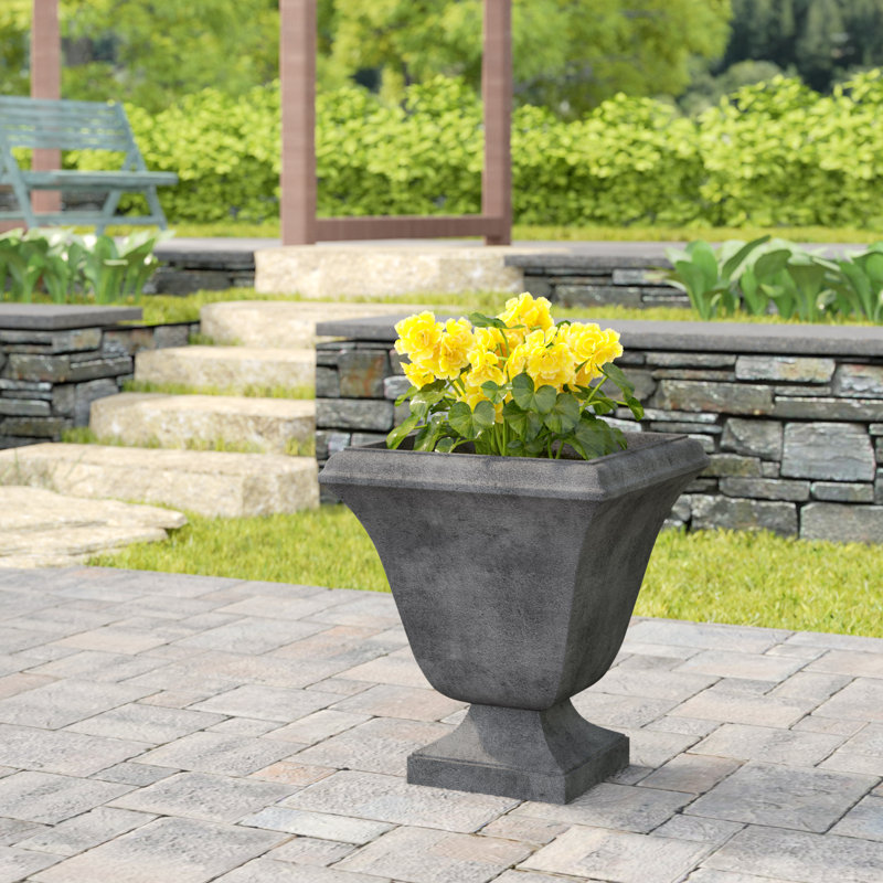 Trowbridge Handmade Urn Planter, 17.5" H x 16.25" W x 16.25" D, Alpine Stone