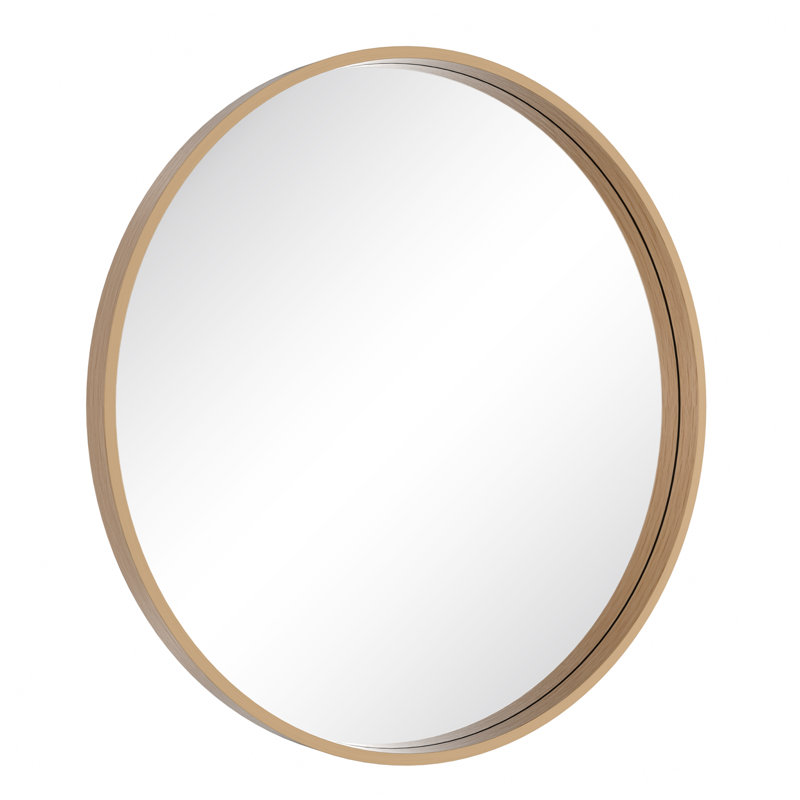 Karrina Round Mirror, 24" x 24", Light Oak