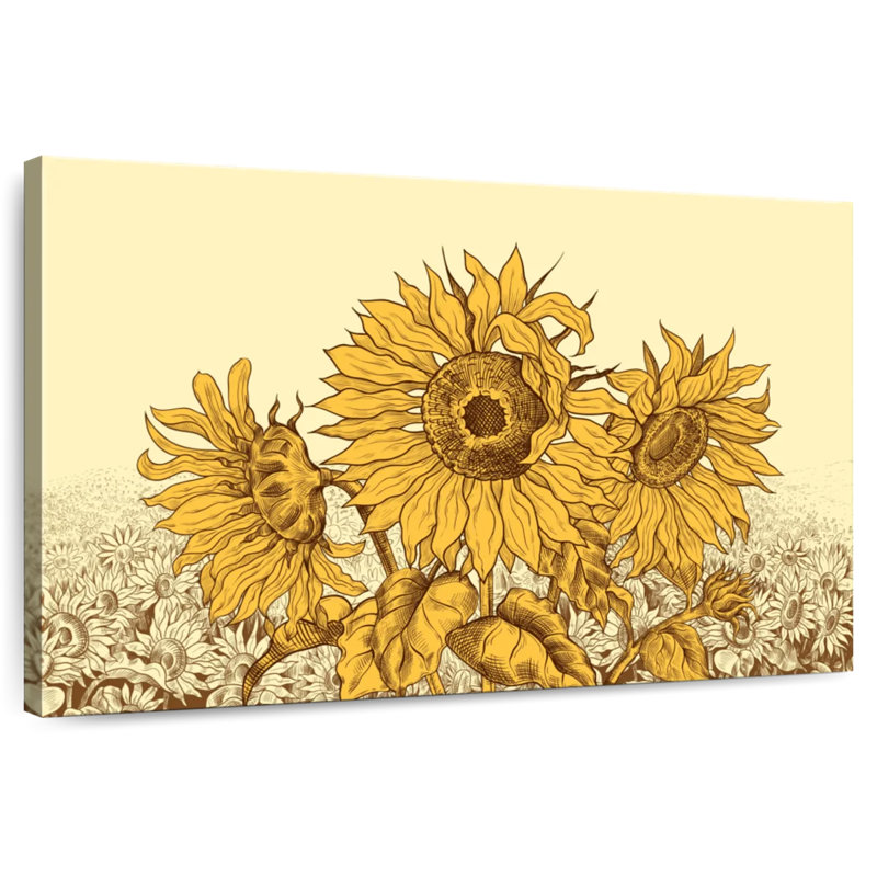 Champ de tournesols rétro Alvord, H 34 po x l 51 po