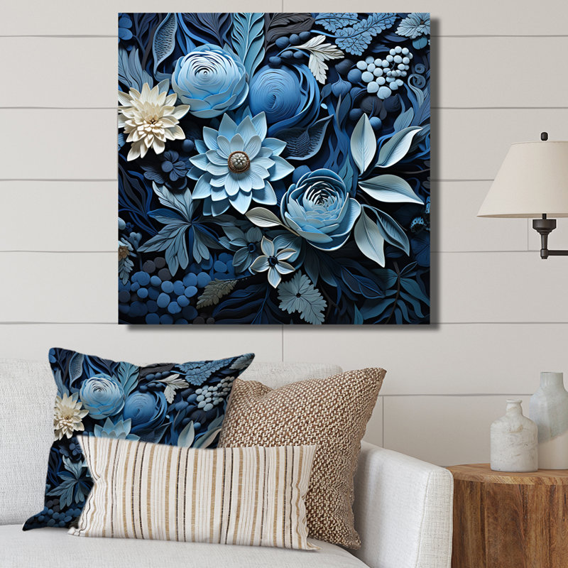 Blue Flower Crafted Delights, reproduction d'art sur toile encadrée, Toile tendue, H 16 po x l 16 po x P 1 po