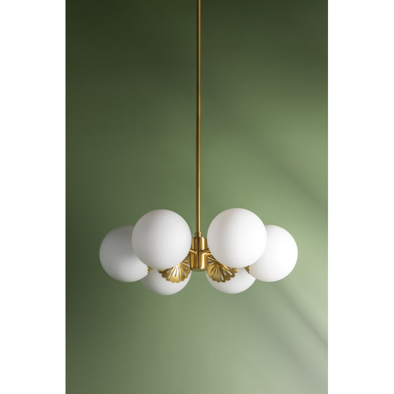 Lustre sphérique spoutnik 6 lumières Bagimont, Laiton vieilli