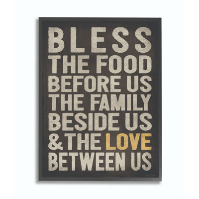 " Bless The Food Kitchen Dining Room Textured Word Design "