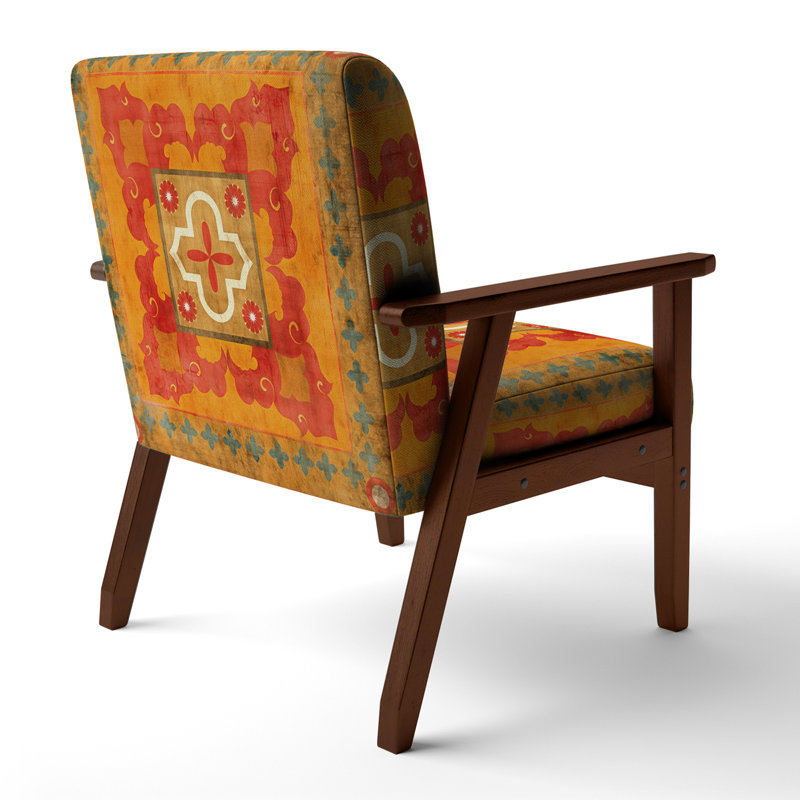 Fauteuil d'appoint Freixa, Accoudoirs carrés bruns