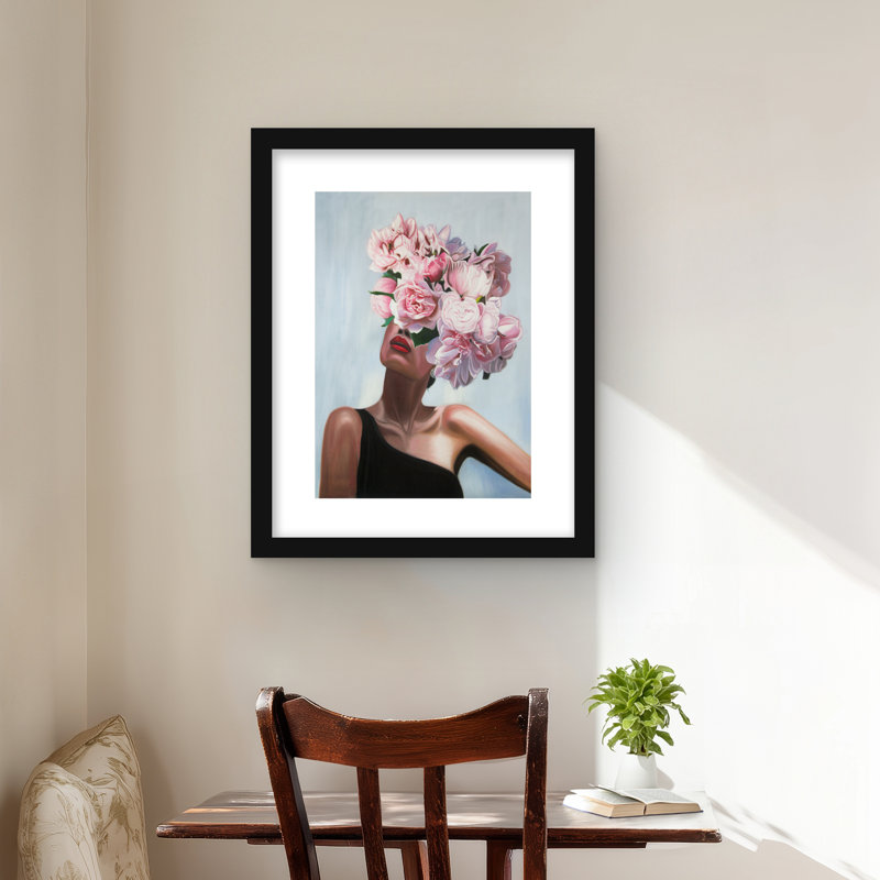 «See Life in Flowers - Figurative», impression encadrée décorative, H 20 po x l 16 po, Noir