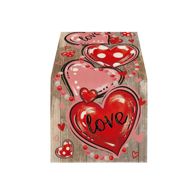 Valentine's Day Table Runner Super Soft Tablecloth For Catering Wedding Kitchen Party Holiday Picnic Home Decor 13x72 Inch Long Romantic Heart Art Texture