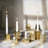 12pcs Gold Vertical Stripe Glass Candlestick Holders