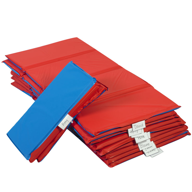 Tapis de sieste pliable 4 sections 1 po Angels - 10 ct - Rouge / Bleu, Rouge / Bleu
