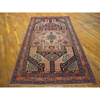 Antique Caucasian Tribal Yastic Design Wool Kazak Rug