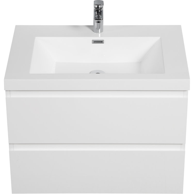 Meuble-lavabo flottant avec lavabo, conception murale pour une décoration de salle de bain moderne et peu encombrante., Blanc