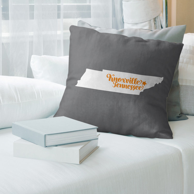Coussin, Knoxville, 26 po x 26 po, Gris / jaune