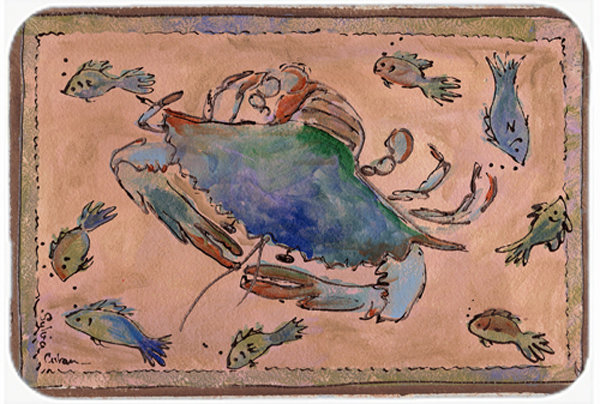 Crab and Fish Glass Cutting Board